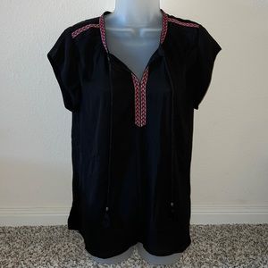 DR2 - Black Embroidered Trim Blouse